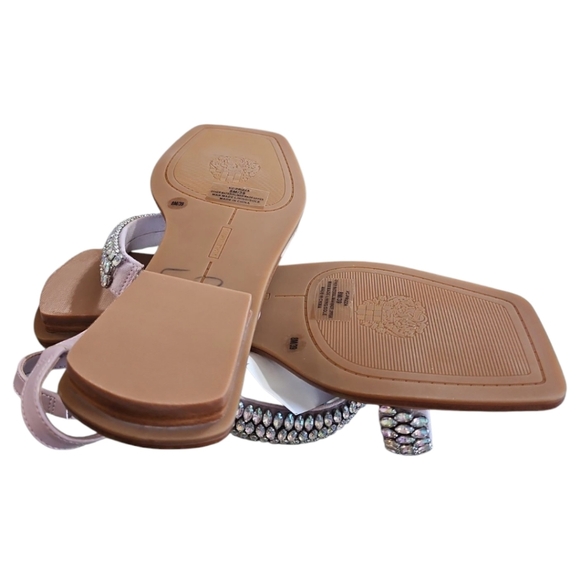 Vince Camuto Lavender Cushioned Slip On Square Toe Embellished Sandals - Picture 10 of 11